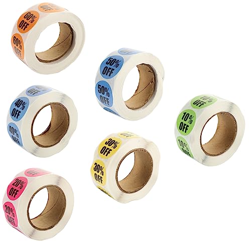 HOODANCOS 6 Rollen Logo-Aufkleber Shop-Etiketten Aufkleber Beschriftungen Aufkleber ab Liste Klebeetiketten für den Einzelhandel Preisaufkleber für kleine Unternehmen Papier von HOODANCOS