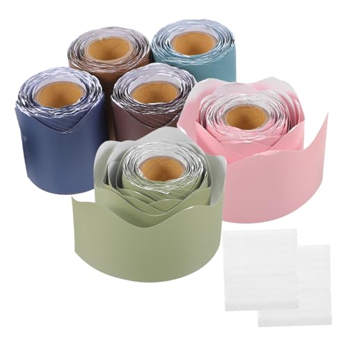 HOODANCOS 6 Rollen Teiliges Pinnwand Bordüren mit Gewelltem Dekorative Schulbordüren aus Papier für Klassenzimmer und Büro Selbstklebend Flexibel Zuschneidbar für Whiteboard und Kreidetafel von HOODANCOS