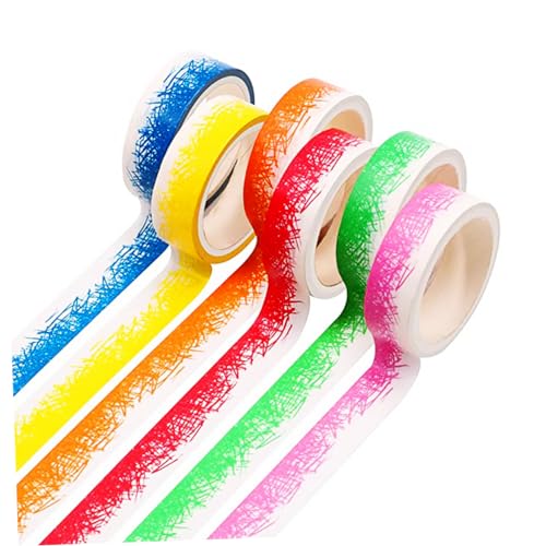 HOODANCOS 6 Rollen Washi Tape Dekoratives Klebeband Bunten Designs für Diy Scrapbooking Leicht Ablösbar für Notizbücher und Bastelprojekte von HOODANCOS