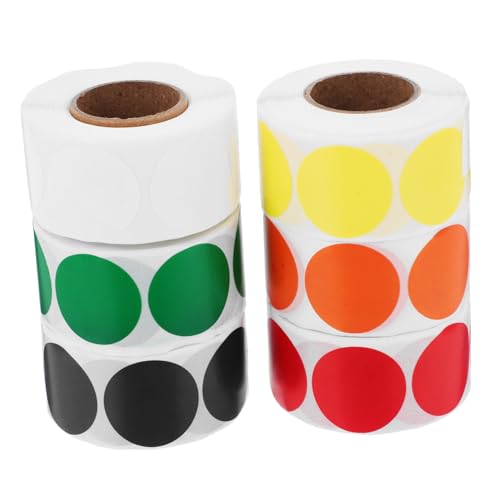 HOODANCOS 6 Rollen selbstklebendes Etikett kleine Punktaufkleber farbige Aufkleber Etiketten bunt runden groß haushaltsartikel aufkleber für gläser kreis aufkleber Farbpunktaufkleber Papier von HOODANCOS