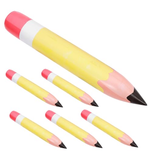 HOODANCOS 6 Stück Aufblasbare Bleistiftdekoration aus PVC für Klassenzimmer Große Bunte Bleistiftballons für Geburtstagsfeiern und Schulanfang Lustige Wand und Hängedekoration von HOODANCOS