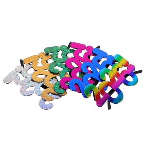 HOODANCOS 6 Stück Brillen Bunte Party Sonnenbrillen aus Pc Material Vintage Design Lustige Fotorequisite für Silvester Abschlussfeier Geburtstags und Weihnachtsfeiern von HOODANCOS