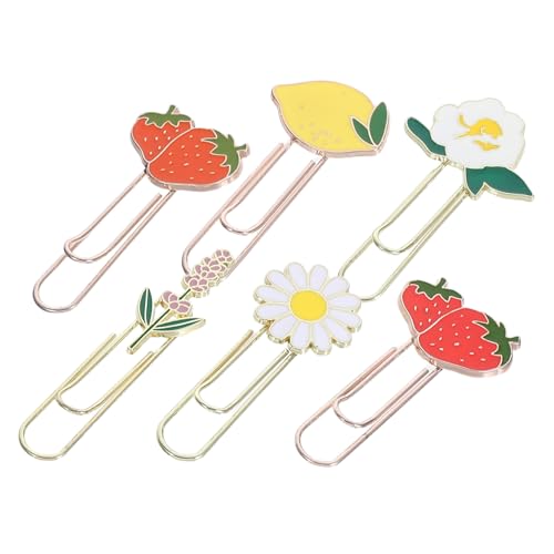 HOODANCOS 6 Stück Dekorative Clips mit Obst und Blümchenmotiven für Notizen und Dokumente Praktische Büroklammern für Schule Zuhause und Büro von HOODANCOS