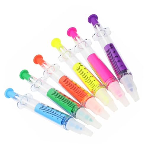 HOODANCOS 6 Stück Kreative Eins Hochlighter und Kugelschreiber Design Praktische Marker für Schreibzubehör für Notizen und Markierungen von HOODANCOS