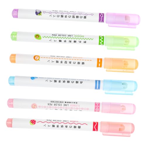 HOODANCOS 6 Stück Mark Stifte Markierungen Form Schule Schüttgut praktischer Textmarker farbige Kurvenstifte Buch-Textmarker entzückender Textmarker Kunstmarkerstift Abs von HOODANCOS