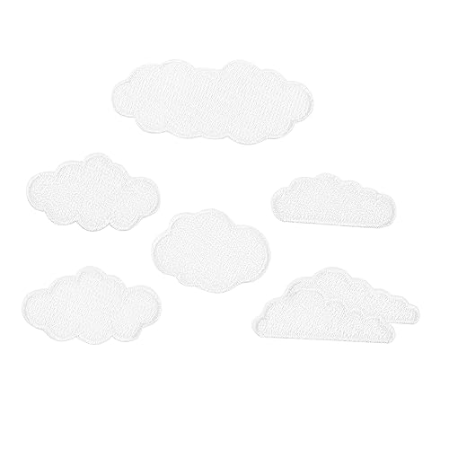 HOODANCOS 6 Stück Näh Stoffaufkleber Wolke Zum Aufbügeln Aufnäher Hosenflicken Wolkenstickerei Applikation Aufnäher Zum Reparieren Von Buchstabenaufklebern Wolken Donut Weißes von HOODANCOS