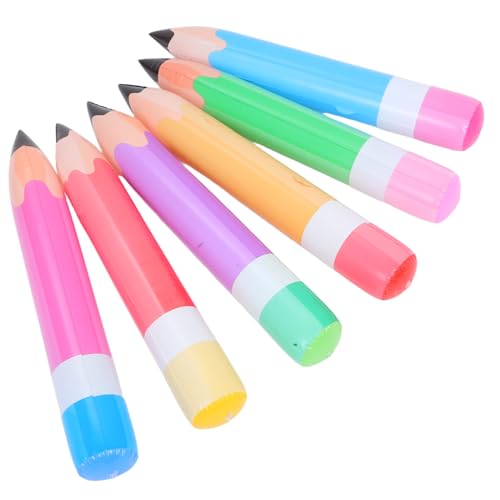 HOODANCOS 6 Stück Riesige Aufblasbare Bleistiftballons Bunte PVC Deko für Schule und Abschlussfeier Hängende Deko für Klassenzimmer und Partys Wiederverwendbar Interaktive Spielzeuge von HOODANCOS