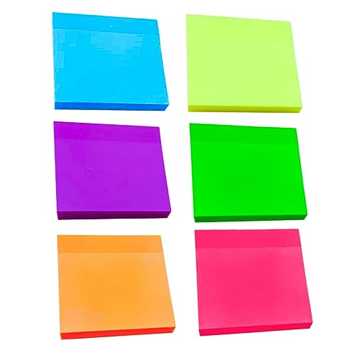 HOODANCOS 6 Stück Teiliges Bunte Haftnotizen Selbstklebende Transparente Memo Pads für Büro und Schule Wiederverwendbare Notizzettel für Notizen Listen und Erinnerungen für Studenten und von HOODANCOS