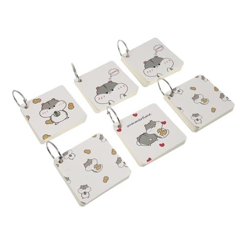 HOODANCOS 6 Stück Teiliges Portable Notizblöcke mit Eisenring Leere Karteikarten Handliches Schreibblock Schule und Studium Praktisches Memo karten Cartoon design Einfach zu Organisieren von HOODANCOS