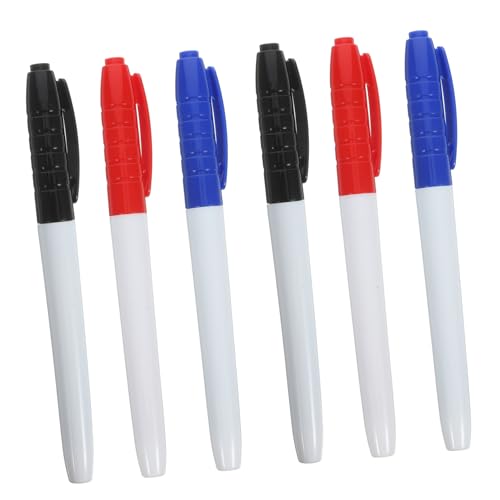 HOODANCOS 6 Stück Whiteboard Marker Abwischbare Stifte für Kreative Anwendungen Spitze für Büro und Schule Blau Schwarz Rot Je von HOODANCOS