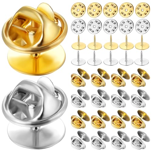 HOODANCOS 60 Sätze DIY Schmuck Pin Backs Set Teiliges Set mit Goldenen und Silbernen Anstecknadeln für Bastelarbeiten Langlebig und Einfach zu Verwenden von HOODANCOS