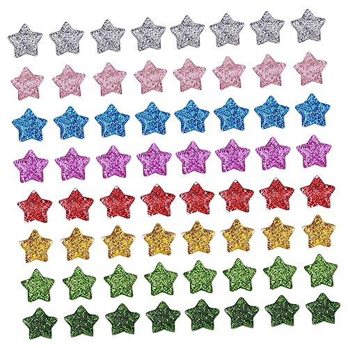 HOODANCOS 60 Stück Glitzer Flachrücken Sternperlen Harz für DIY Bastelmaterialien Bunte Handgemachte Kunstbedarf Geeignet für Schmuckherstellung und Heimdekoration von HOODANCOS