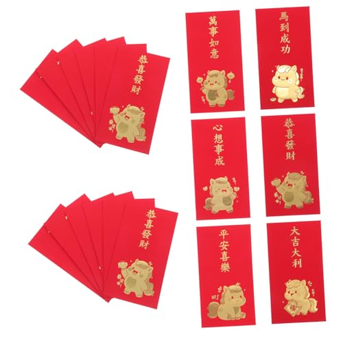 HOODANCOS 60 Stück Jahr Des Pferdes Rote Umschläge Traditionelle Chinesische Hongbao Kreative Geldumschläge für Neujahr Familienfeiern Hochzeitspakete von HOODANCOS