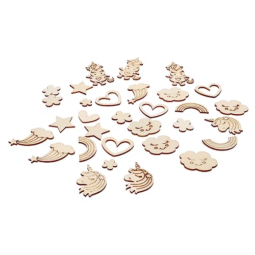 HOODANCOS 60 Stück Teiliges DIY Holz Einhorn Bunte und Bastelvorlagen für Kreative Holzfiguren zum Bemalen Dekorieren und Gestalten für Künstlerische Aktivitäten und Fantasiespiele von HOODANCOS