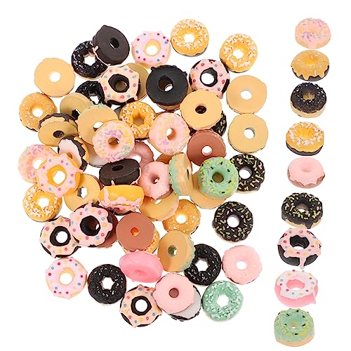 HOODANCOS 60 Stück Teiliges Mini Resin Donuts Figuren für Diy Handyhüllen Lebensechte Süße Donut Charms Zubehör für Bastelprojekte und Puppenhausdekoration von HOODANCOS