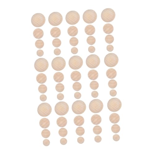 HOODANCOS 60Stücke Halbkreis Holzperlen Kugeln Bastelmaterial für DIY Projekte Unvollendete Runde Bälle Hochwertigem Holz für Bastelarbeiten von HOODANCOS