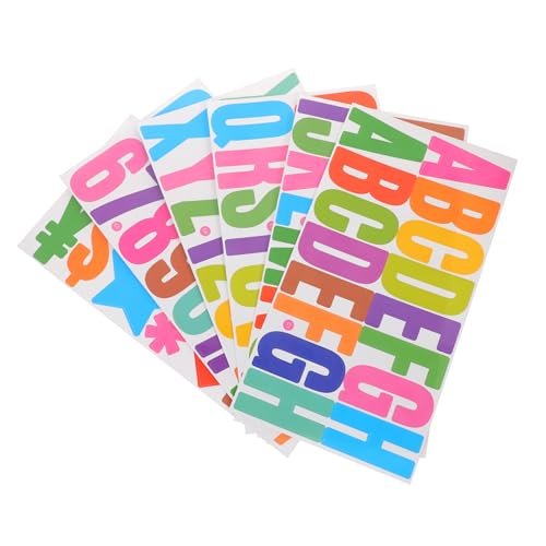 HOODANCOS 6Blätter Selbstklebende Alphabet Zahlen Aufkleber Bunte Buchstaben Zahlen für Scrapbooking Wetterfest Vielseitig für Dekoration und Beschriftung von HOODANCOS