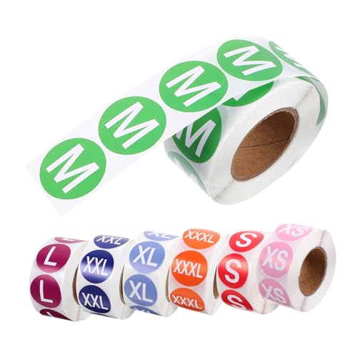 HOODANCOS 7 Rollen Größe Aufkleber Name Runden Für Zwinkern Kreis Kleidung Waschbar Weiße Klebeetiketten Farbig Tuch Klebetiketten Farbe Selbstklebendes Beschichtetes Papier von HOODANCOS