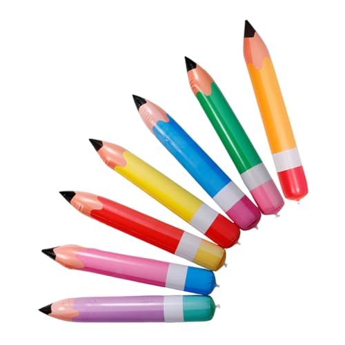 HOODANCOS 7 Stück Riesige Aufblasbare Bleistifte Teiliges PVC Deko für Schulanfang und Feiern Einfache Inflation Bunte Farben Gelb Orange Blau Grün Rot Party Requisiten für Klassenzimmer und von HOODANCOS