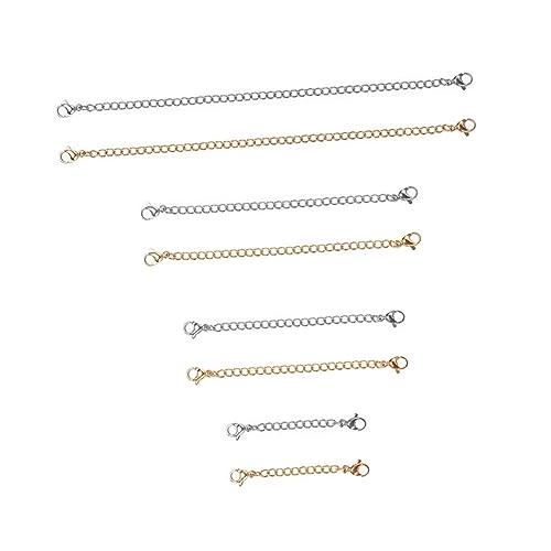 HOODANCOS 8 Stück Kettenverlängerung Teiliges mit Karabinerverschluss für Armbänder und DIY Schmuckzubehör Langlebig und Rostfrei Goldene Silberne von HOODANCOS