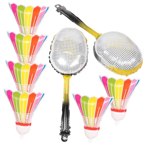 HOODANCOS 8 Stück Teiliges Badminton Luftballons Aufblasbare Aluminiumfolie Ballons für Sportpartys Geburtstagsdeko und Feierlichkeiten mit Bunten Federbällen und Schlägern Langlebig und HOODANCOS 8 Stück Teiliges Badminton Luftballons Aufblasbare Aluminiumfolie Ballons für Sportpartys Geburtstagsdeko und Feierlichkeiten mit Bunten Federbällen und Schlägern Langlebig und von HOODANCOS