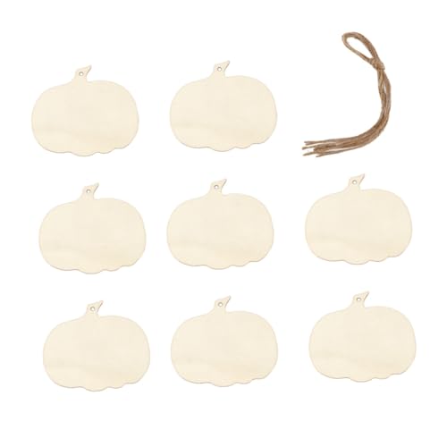 HOODANCOS 8 Stück Teiliges Holzscheiben in Kürbisform Naturbelassen zum Bemalen und Basteln Halloween-dekoration zum Aufhängen Langlebige Diy-holzanhänger für Kreative Herbstgestaltung von HOODANCOS