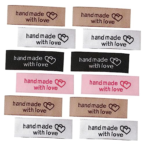 HOODANCOS 80 Stück Handgemachte Kleidung Etiketten DIY Nählabels Farben Schokolade für Kleidung Taschen und von HOODANCOS