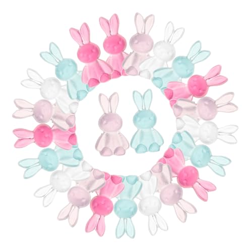 HOODANCOS 80 Stück Rabbit Resin Beads Schmuckperlen DIY Bastelperlen für Armbänder Halsketten Farben Halbtransparent Flach Tier-charms für Individuelle Schmuckgestaltung von HOODANCOS