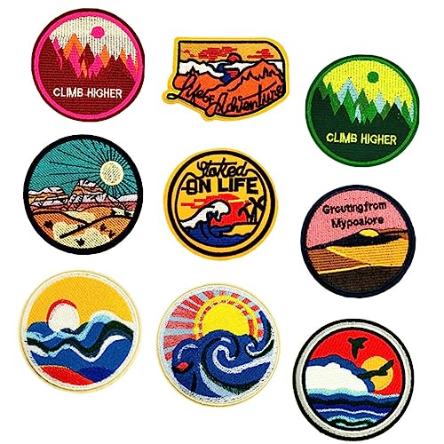 HOODANCOS 9 Stück Runde Patches Aufbügelbare Stickerei Abzeichen für Jeans Jacken Taschen und Bastelprojekte Sicheres Material zum Dekorieren und Reparieren HOODANCOS 9 Stück Runde Patches Aufbügelbare Stickerei Abzeichen für Jeans Jacken Taschen und Bastelprojekte Sicheres Material zum Dekorieren und Reparieren von HOODANCOS