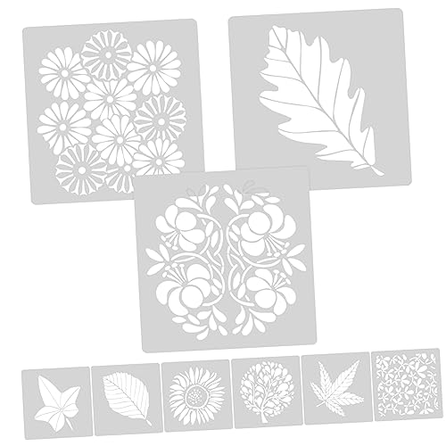 HOODANCOS 9 Stück Teiliges Blumenschablonen für Wandmalerei Wiederverwendbare Schablonen für Kreidefarben für DIY Projekte Scrapbooking und Kreative Dekoration von HOODANCOS