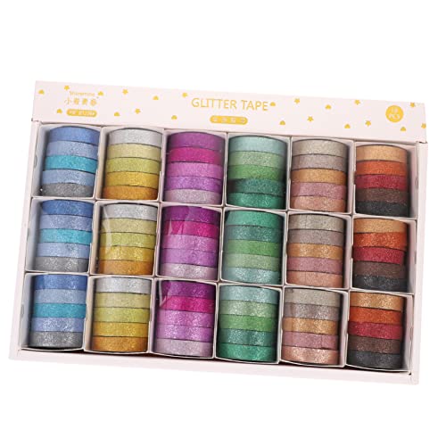 HOODANCOS 90Stücke Teiliges Washi Tape Glitzer Dekoratives Klebeband für Scrapbooking DIY Handwerk Planer und Tagebuch Selbstklebende Papierbänder Farben Leicht Abzureißen von HOODANCOS