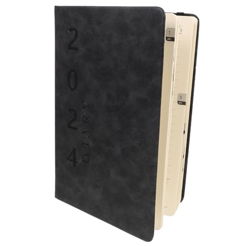 HOODANCOS Agendabuch 2024 tägliches notizbuch spiralförmiger Tagesplaner notizbuch für die arbeit Notizbuch für die Planung Tagesplaner Notizblock Zeitplaner Täglicher Planer Papier Grau von HOODANCOS