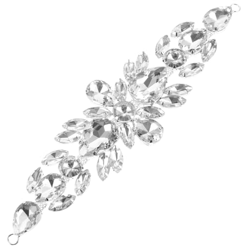 HOODANCOS Blumenkette aus Strass Hochzeitskleid Braut- glitzersteine basteln bescherung weihnachten valentiens the prom valantines present kleider kleidung schmücken Flecken Silber- von HOODANCOS