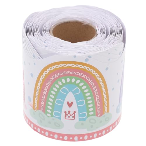 HOODANCOS Boho Pinnwand-bordüre mit Gewelltem Abschluss Bunte Regenbogen-dekoration für Klassenzimmer Selbstklebende Langlebige Papiertrimmung Vielseitig Einsetzbar für Pinnwand und von HOODANCOS