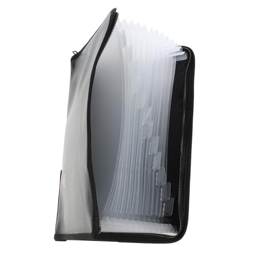 HOODANCOS Dateipaket Tasche Lebensorganisator-ordner Mini Erweiterbare Quittungsmappe Dokumenten-organizer-folio Aktenkoffer Ordner Zipper -dateibeutel Silikon-glasfasertuch Schwarz von HOODANCOS