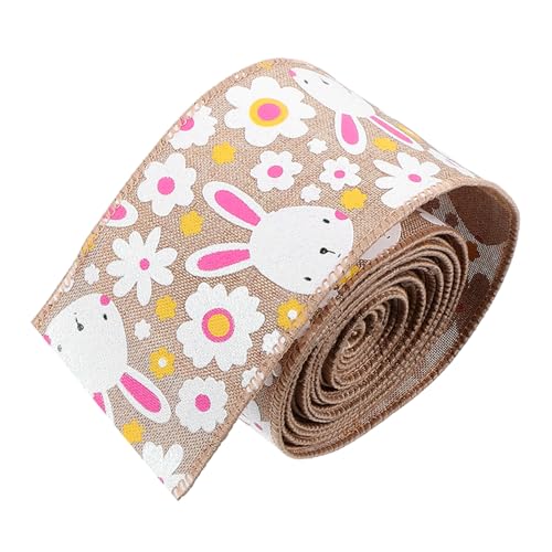 HOODANCOS Dekoband mit Drahtkante Natürliche Farbe Breit Festliches DIY Geschenkband für Schleifen Verpackung Frühlingsfest Handarbeit von HOODANCOS