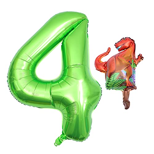 HOODANCOS Dinosaurier Zahlenballons Grünes Aluminiumfolienballon für Geburtstagsfeiern Partydekoration und Fotohintergründe von HOODANCOS