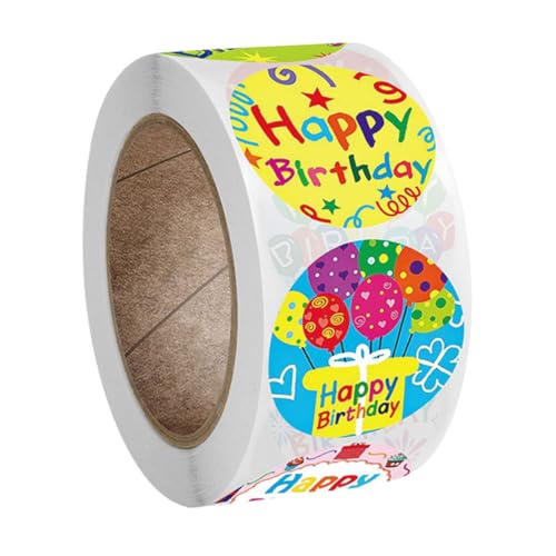 HOODANCOS Geburtstags-aufkleber Aufkleber Für Backetiketten Alles Zum Geburtstag Aufkleber Für Versandklebeband Musteraufkleber Verpackungsetiketten Kupferplattenaufkleber von HOODANCOS