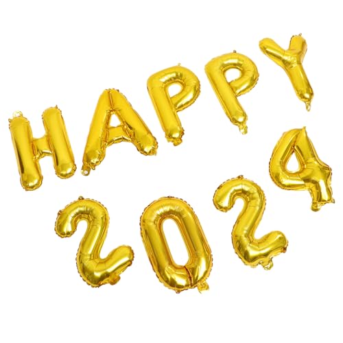 HOODANCOS Goldene Luftballons Party Deko Happy Year Folienballons Geburtstags Abschlussfeier Dekoration Silvester Party Ornament für Wand Fenster Tür von HOODANCOS