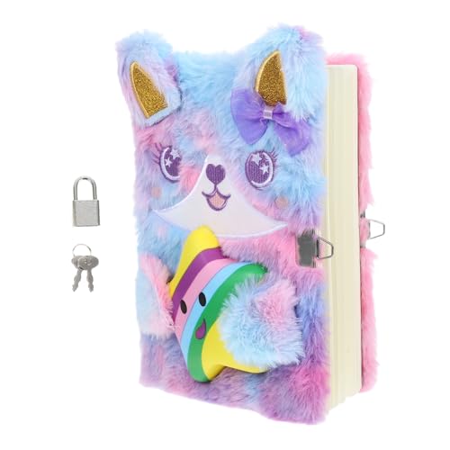 HOODANCOS Kawaii Flauschiges Notizbuch: Tagebuch Mit Plüscheinband Und Schloss Für Mädchen, Flauschiges Tagebuch Für Kinder, Mini-cartoon-schreibbuch Für Schule, Reisen Und Büro von HOODANCOS