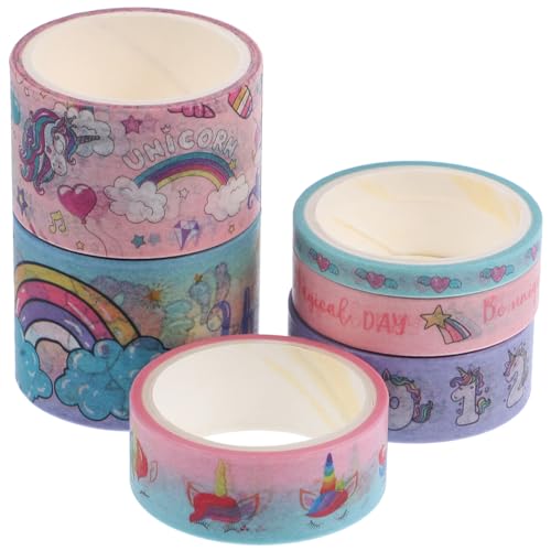 HOODANCOS Klebebänder 6 Rollen Einhorn-aufkleber-papierband Dekorativ Für Scrapbook -handbuch Dekoration von HOODANCOS