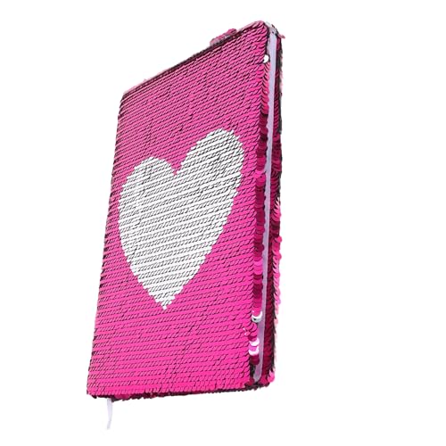 HOODANCOS Liebes -Tagebuch funkeln Glitzer-Notizbuch modischer Notizblock Notizbuch mit Pailletten für Mädchen Süße Notizbücher lebendiges Paillettennotizbuch Glitzer Tagebuch Papier Rosig von HOODANCOS