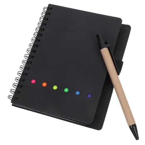 HOODANCOS Liniertes Spiralnotizbuch mit Integriertem Stifthalter und Wiederablösbaren Haftnotizen Kompaktes Travelers Notebook für Schule Büro Reise Tägliche Planung und Kreatives Schreiben von HOODANCOS