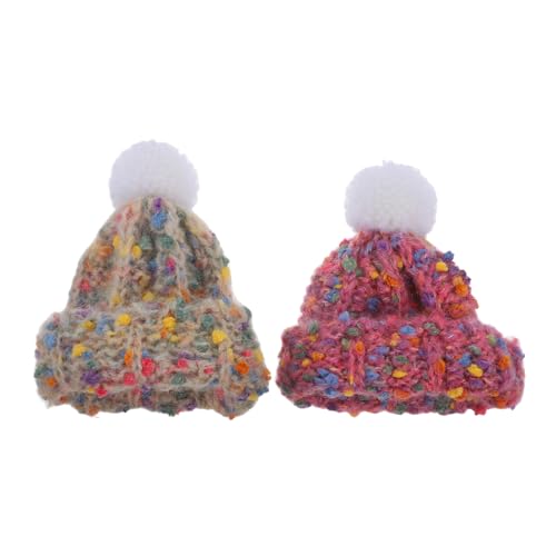 HOODANCOS Mini-mützen Mit Verzierung 2er-Pack Winzige Strickmützen Für Puppen Weiche Und Flauschige Garnmützen Für Bastelprojekte Puppenhaus HOODANCOS Mini-mützen Mit Verzierung 2er-Pack Winzige Strickmützen Für Puppen Weiche Und Flauschige Garnmützen Für Bastelprojekte Puppenhaus von HOODANCOS