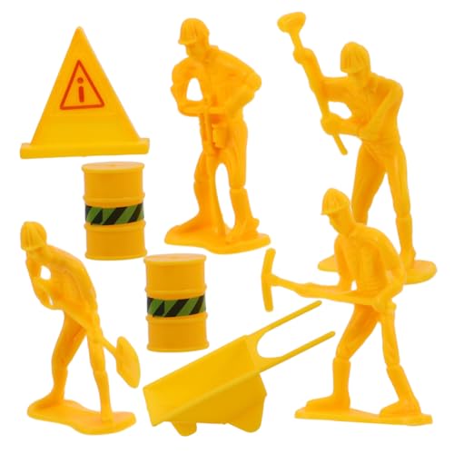HOODANCOS Miniatur Bauarbeiterfiguren mit Baustellen Thema für Kreative Kuchendekoration für Geburtstagsfeiern und Party Dekorationen aus Sicherem Kunststoff Gefertigt von HOODANCOS