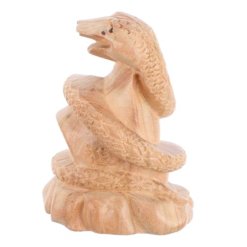 HOODANCOS Miniatur Holzschlange Figurine Dekorative Schlange für Jahr der Schlange Handgeschnitzte Holzstatue Tischdekoration für Heimbüro und Garten Lebensecht und Platzsparend von HOODANCOS