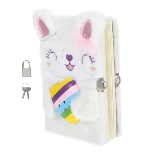 HOODANCOS Niedliches Plüschnotizbuch mit Schloss für Mädchen Furry Tagebuch für Notizbuch für Schule Reisen und Persönliche Nutzung mit Tierischem Design und Sicherem Verschluss von HOODANCOS