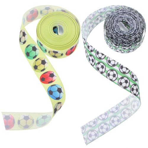 HOODANCOS Ornament 2 Rollen Fußball-Ripsband Sport-Geschenkband Fußball-Drahtkantenband Polyester-Sackleinenband Für Diy-Haarschleifen Basteln Hochzeitsdekoration Schleife HOODANCOS Ornament 2 Rollen Fußball-Ripsband Sport-Geschenkband Fußball-Drahtkantenband Polyester-Sackleinenband Für Diy-Haarschleifen Basteln Hochzeitsdekoration Schleife von HOODANCOS