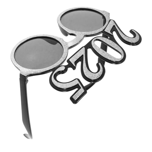 HOODANCOS Partybrille aus Leichtem Robustem Pc-material Silberne Runde Zahlenbrille für Neujahr Abschlussfeier Festliche Foto-requisiten Lustige Auffällige Party-dekoration von HOODANCOS