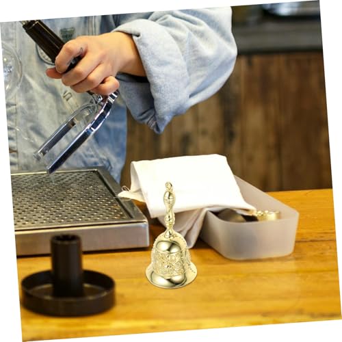 HOODANCOS Retro Handkurbel Handglocke mit Klarer Lauter Klang Antirutsch Griff Dekorative Metall Glocke für Büro Restaurantservice Klassenzimmer und Festveranstaltungen Goldfarben von HOODANCOS
